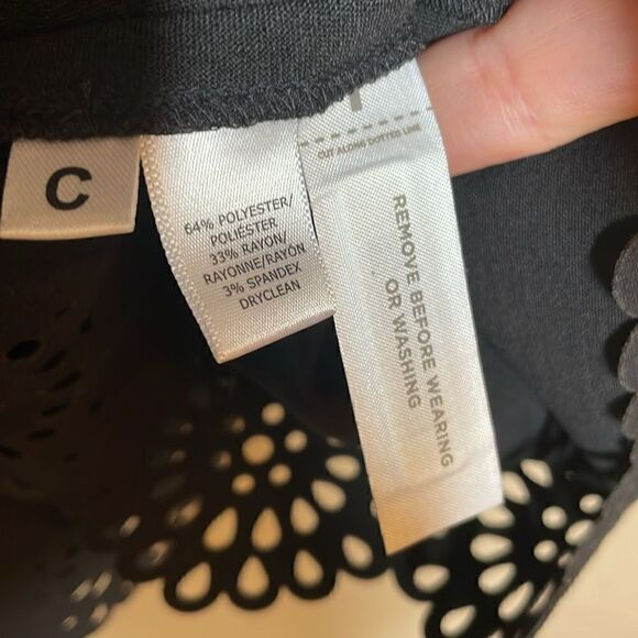 Loft Anne Taylor Black Scallop Trim Classic Fit & Flare Dress size 10 - Picture 7 of 8